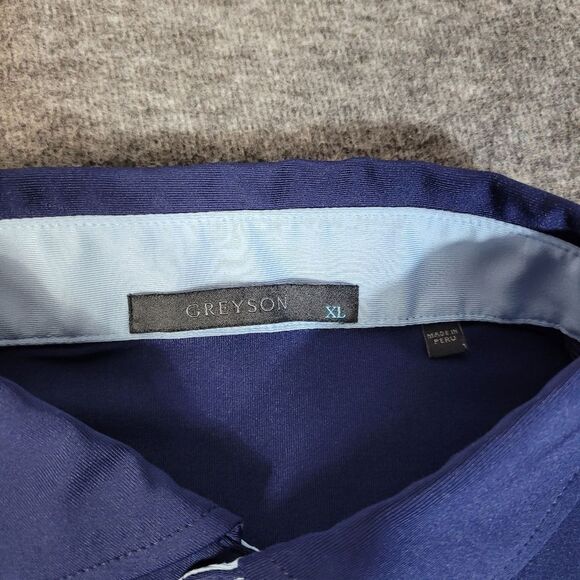 Greyson Mens Polo Golf Shirt Size XL Blue Navy Performance Short Sleeve - Picture 3 of 11